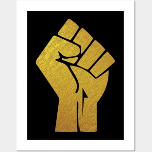 Black Lives Matter Fist Gold Posters and Art